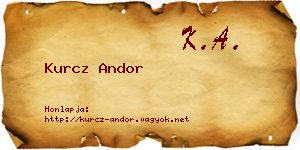Kurcz Andor névjegykártya